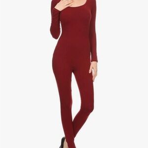 Burgundy Long Sleeve Jumpsuit